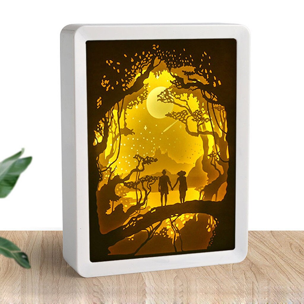 3D Paper Carving Lamp Light Shadow Paper Carved Lights Diy Remote Control Small Night Lamp 3D Room Table Lighting: G