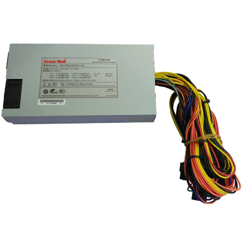 High efficiency 1U rack-mounted 250W PSU industrial server power supply GW EPS1U250 IPC active PFC