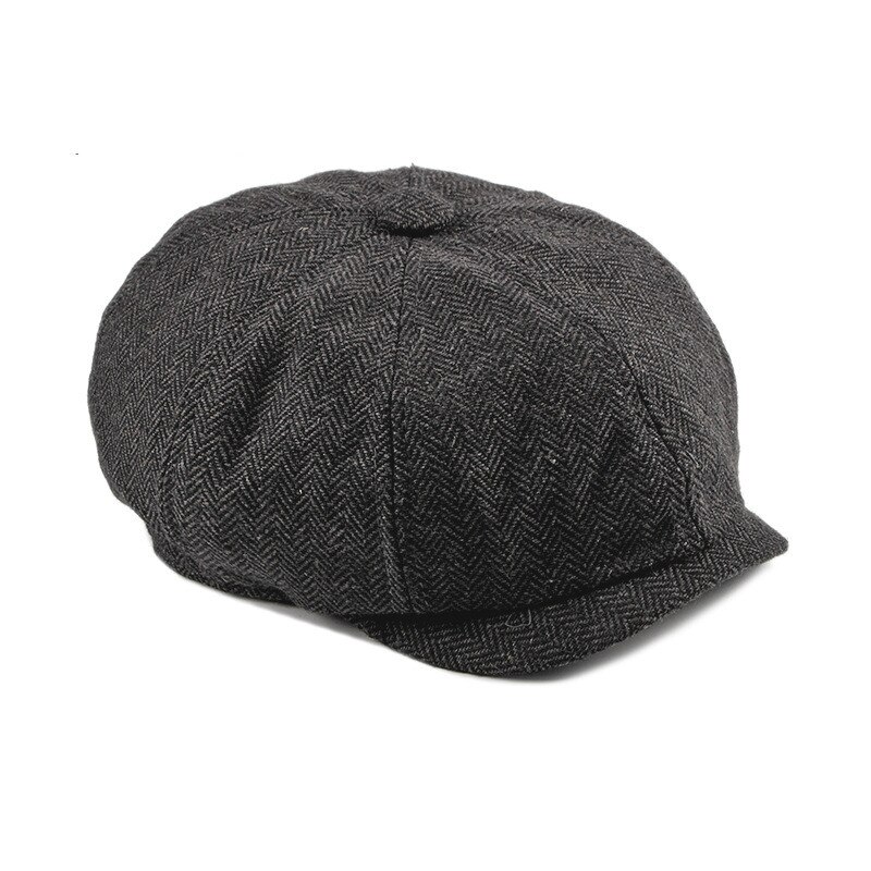Sleckton peaky skygglapp bra tweed herr basker keps för män casual newsboy kepsar åttkantiga hatt visir casquette: Svart