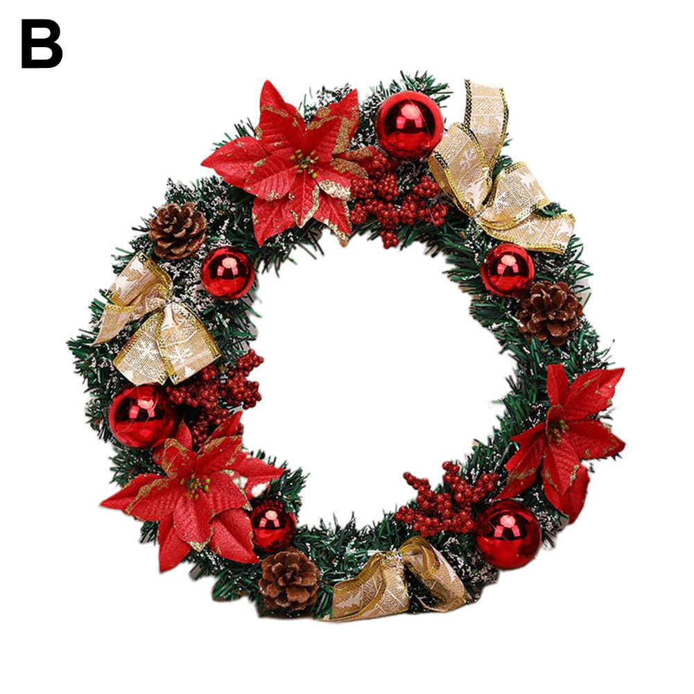 Jul håndlavet krans rotting vedhæng krans til indkøbscenter juletræ dekoration ornament #co: B