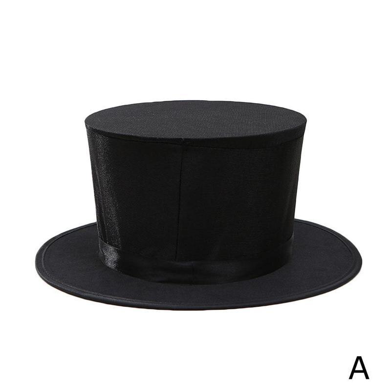 Folding Top Magic Hat Spring Magic Tricks Red Black Playing Card Pattern Appearing Vanishing Hat For Kids Close-up Magic Display: A