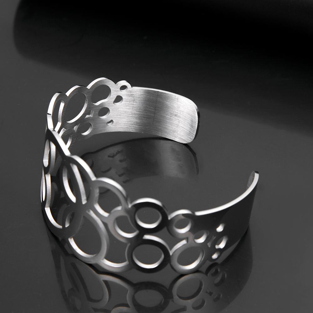LIKGREAT, brazaletes huecos de acero inoxidable para mujer, brazalete abierto grande y ancho, brazalete Matel, pulsera femenina, pulsera joyería de para mujer