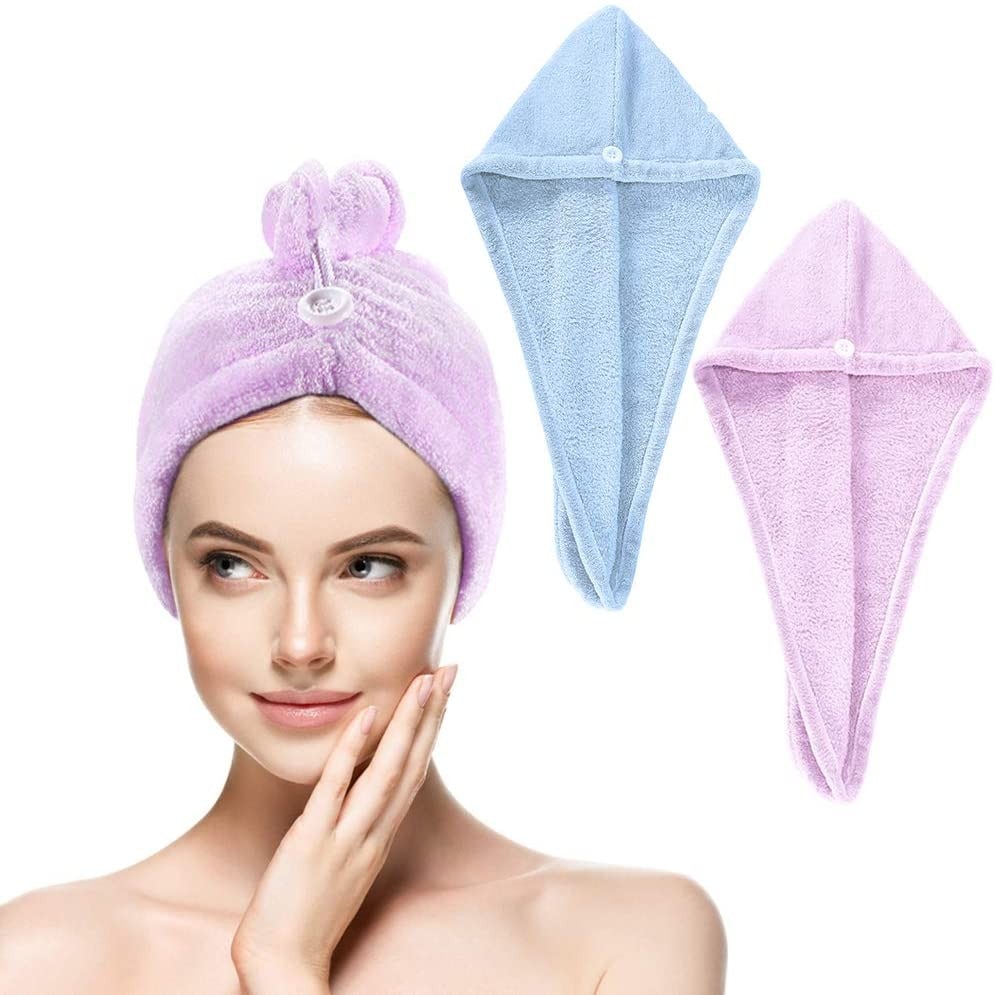 Microfiber Drogen Haar Handdoek Wrap Sneldrogende Haarhanddoeken Tulband Zachte Super Absorberende Twist Tulband met Knop 2 stuks Bad Douche Haar Cap voor Alle Haartypes en Lengten Microfiber Drogen Haar Handdoek Wrap Sneldrogende Haarhanddoeken Tulband Zachte Super Absorberende Twist Tulband met Knop 2 stuks Bad Douche Haar Cap voor Alle Haartypes en Lengten