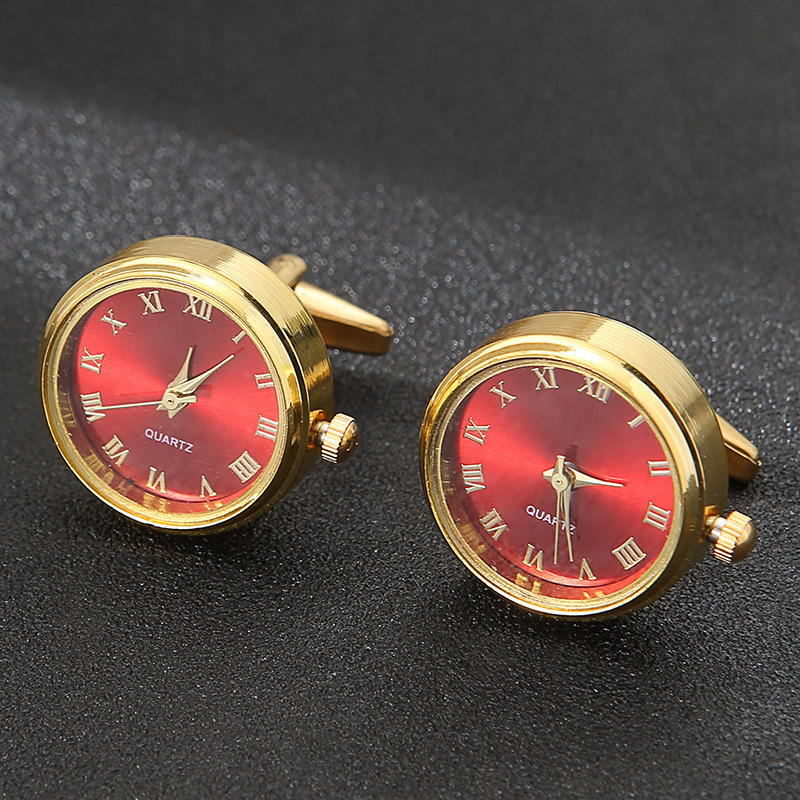Luksus ure til mænd #39 klassisk fransk business skjorte tilbehør roterende ur guld manchetknapp jubilæum: Rød