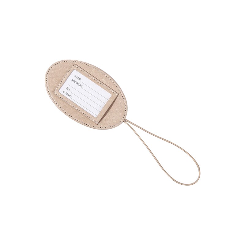 1PC Travel Accessories Luggage Tag Round PU Leather Suitcase ID Addres Holder Baggage Boarding Women Men Portable Label: Beige