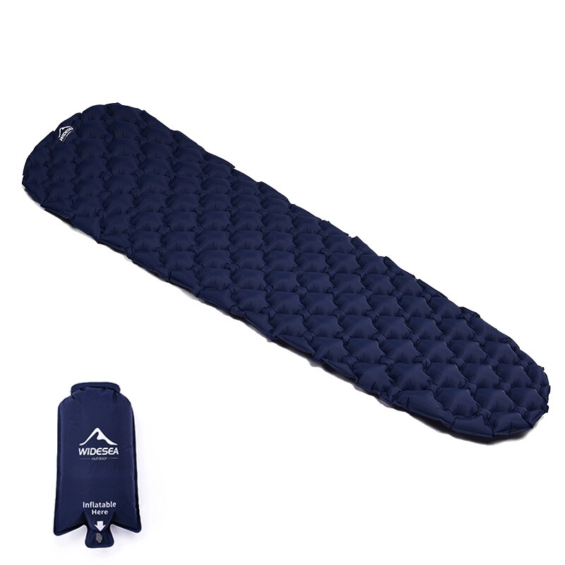Widesea Camping Aufblasbare Matratze in Zelt Falten Lager Bett Isomatte Picknick Decke Reisen Luft matt Camping Ausrügestochen: Darkblue mit Tasche