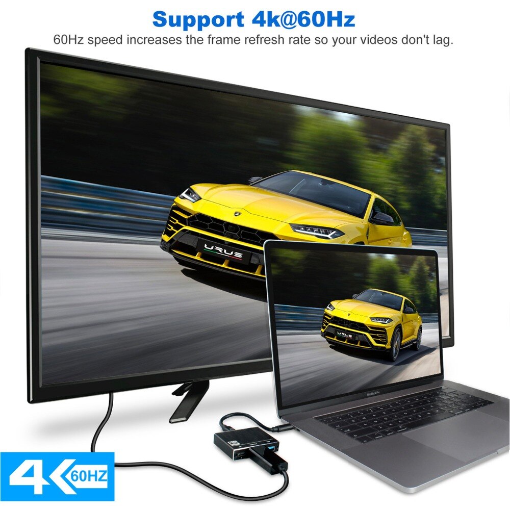 Thunderbolt 3 Type C Naar Usb 3.0 Hdmi-Compatibele Hub 2.0 Adapter 4K 60Hz 30Hz 100W Pd Poort Voor Macbook Pro/Air/Huawei Mate