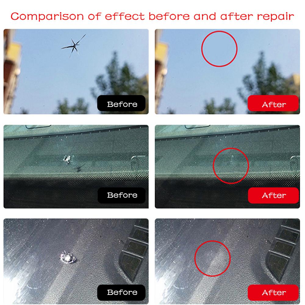 Auto voorruit reparatie gereedschap diy raam reparatie gereedschap 3ml voorruit glas krassen barst herstellen raam scherm hars + mes + strips