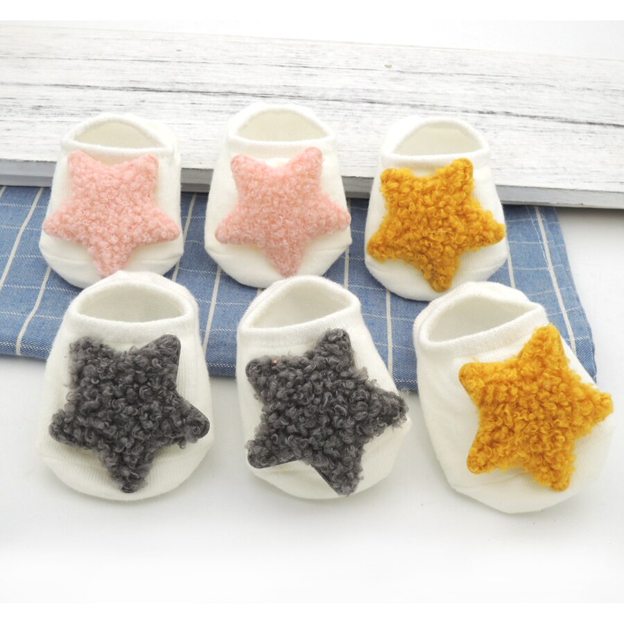 Lamswol ster grijs goud twinkle star babysokjes baby unisex sokken born baby jongen sok  bb03: 3 kleuren geassorteerd / 12m