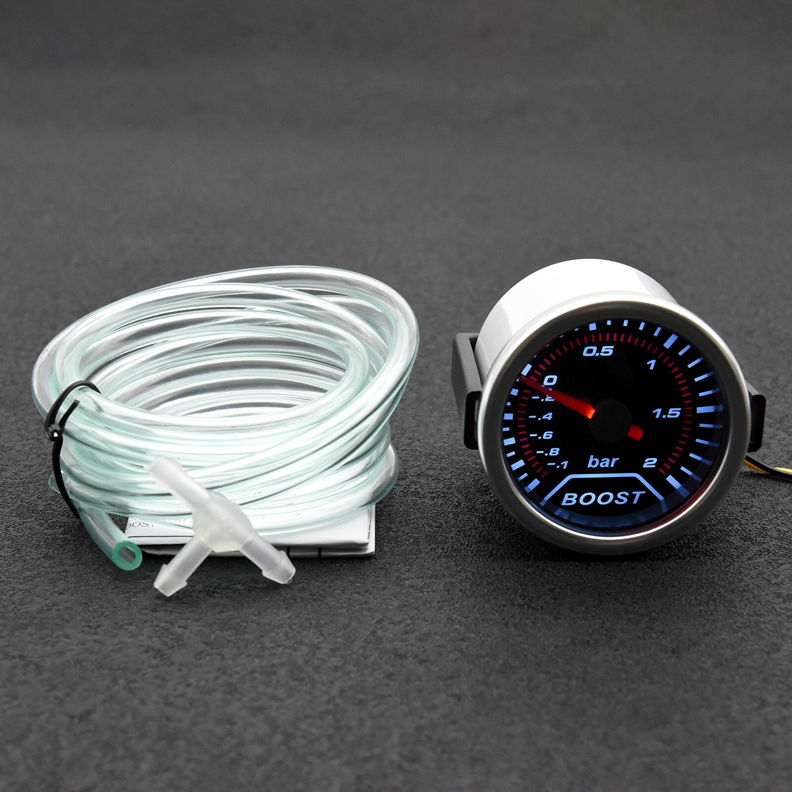 2 &quot;52Mm Auto Turbodrukmeter Turbo Manometer Bar Psi Rook Lens Wit Backight Turbo Gauge Boost Sensor houder Cup Voor Auto 12V