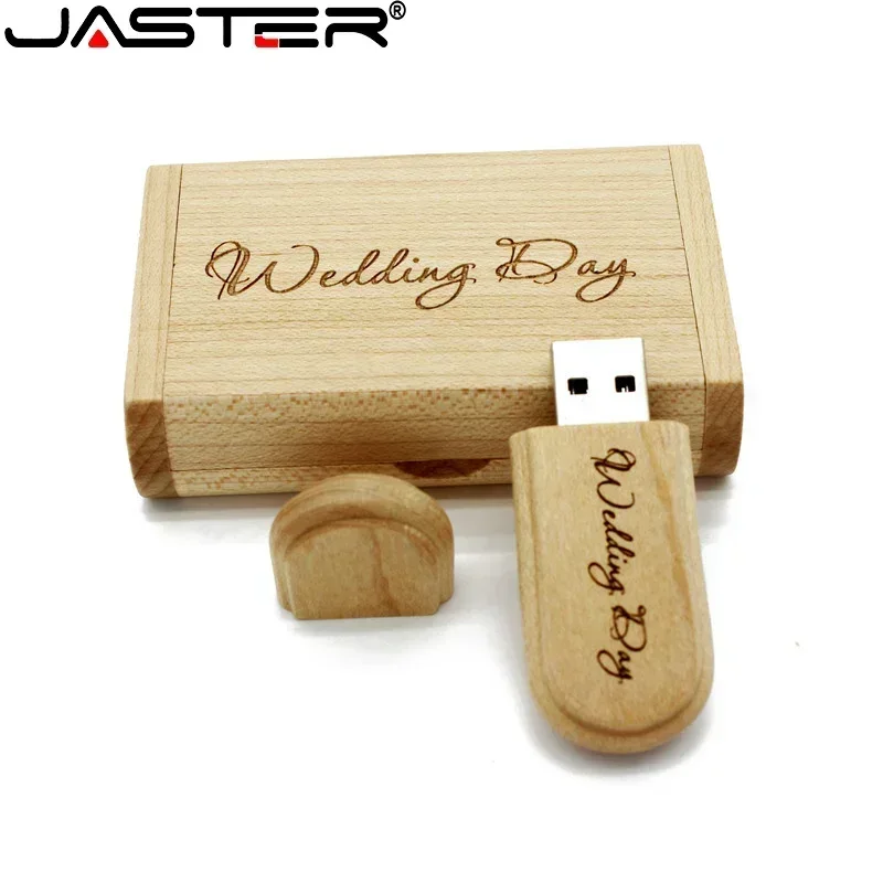 JASTER-memoria externa de madera USB 2,0 Original, 4GB, 8GB, 16GB, 32GB, 64GB, 12GB, Memoria USB, de boda, 1 uds, logotipo gratis