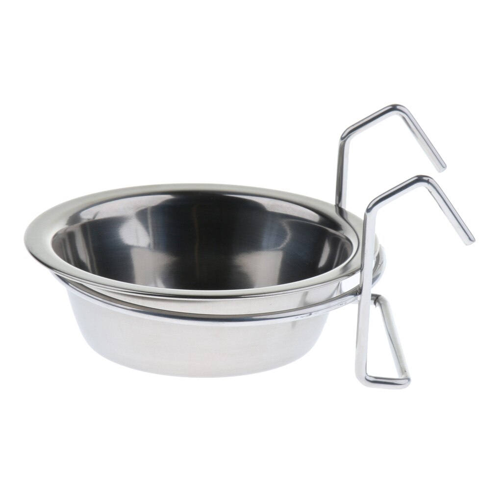 Stainless Steel Pet Bird Cage Food Water Bowl Parrot Coop er Cup,