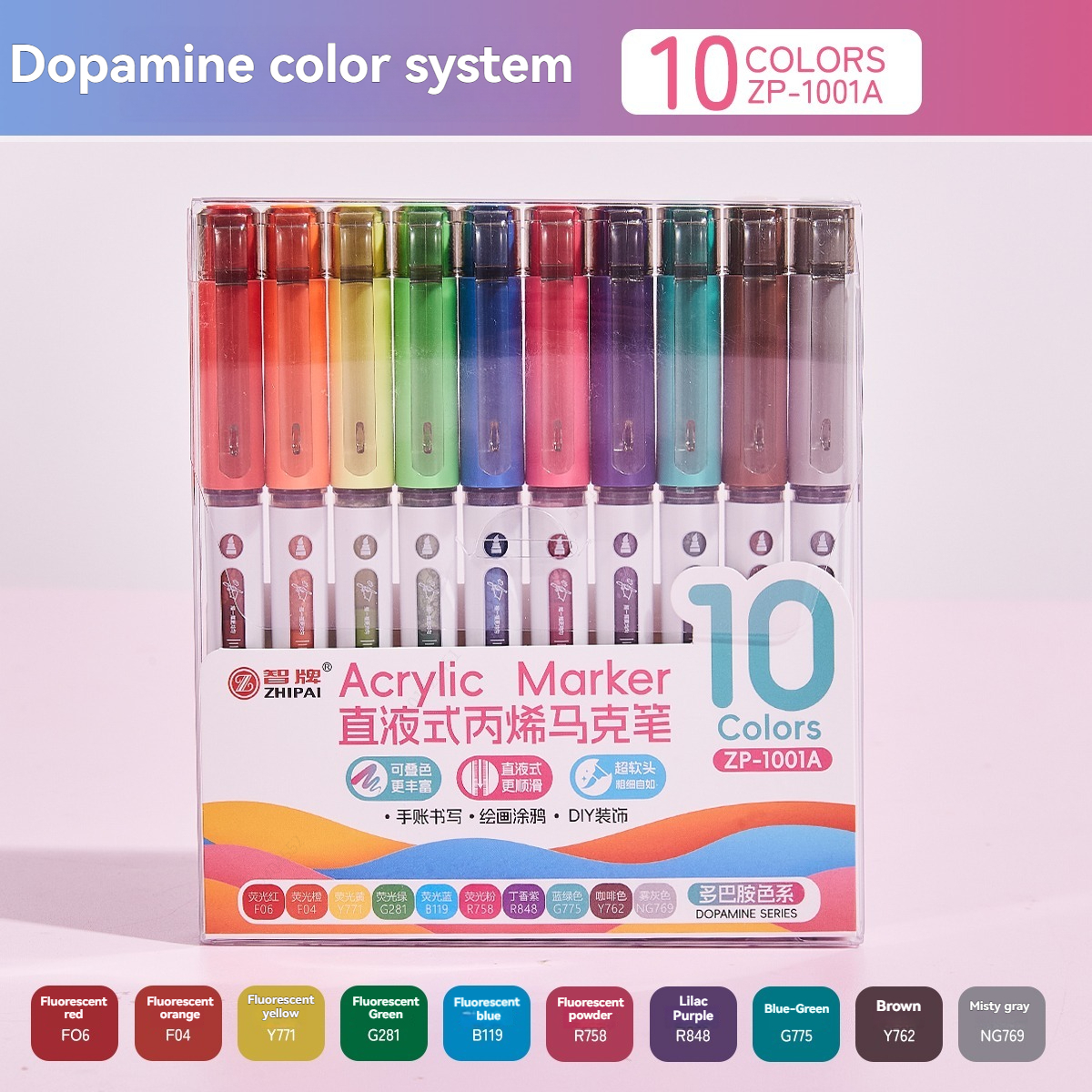 10pcs/Box Mix Color Acrylic Markers Set Art Rock Painting Pens Kids Graffiti For Stone Glass Book Shoes DIY Craft Supplies: Yellow