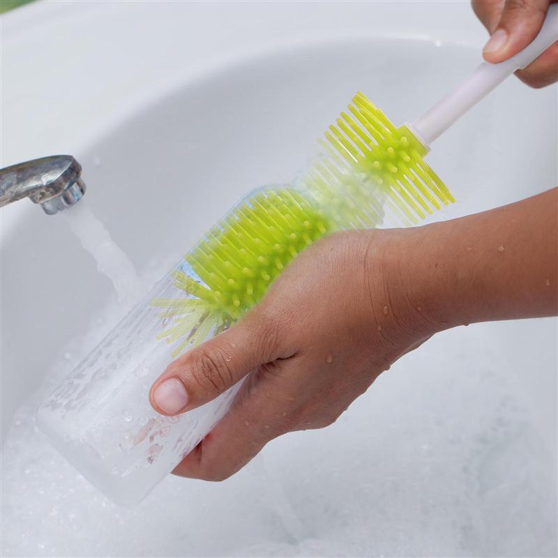 Juego de 2 uds. De brochas de silicona para limpieza de biberones, Cepillo giratorio de 360 grados