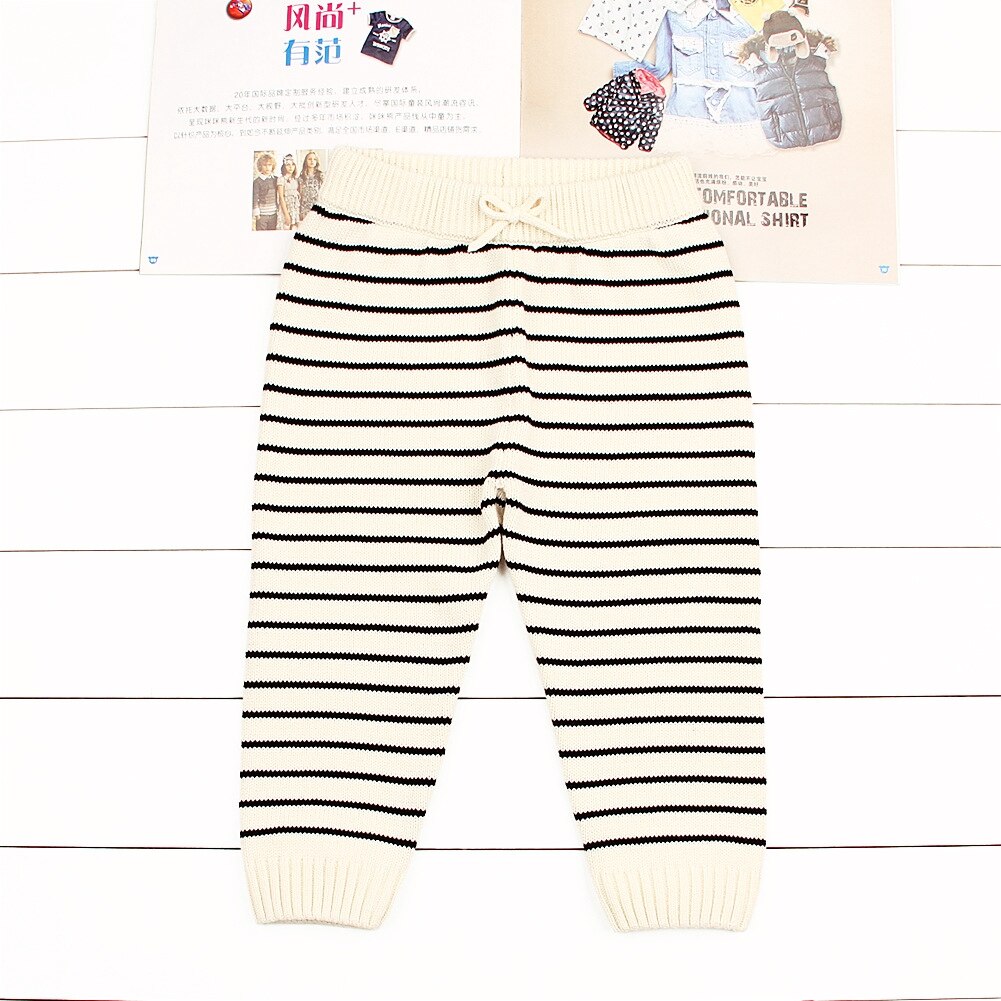 Autumn Kids Boys and Girls Stripe Knit Pants: white / 100