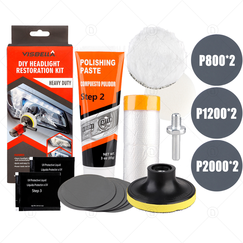 Kits de pulido para restauración de faros de coche, abrillantador químico, reparación de faros, pulidor de lentes, pasta de limpieza, herramienta de restauración: Beige