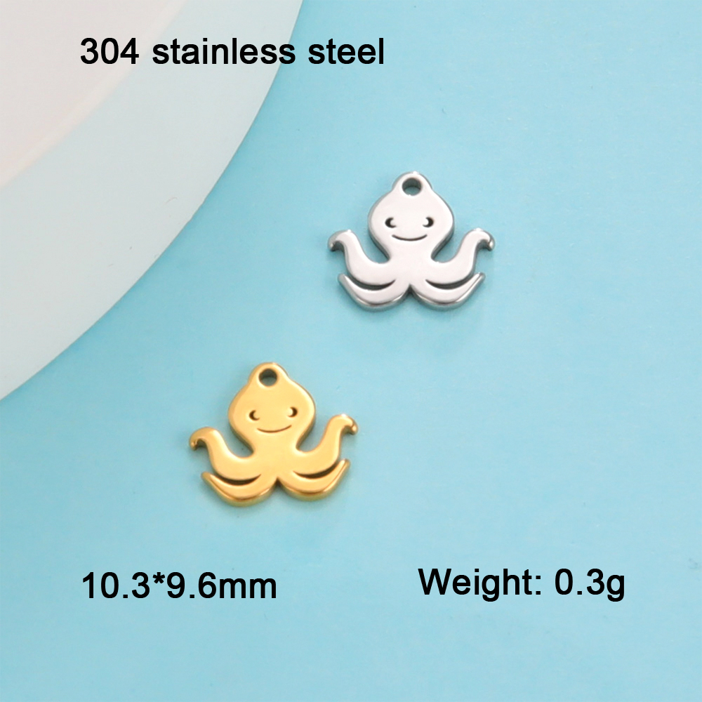 EUEAVAN 5 stks Dier Rvs Charms Kat Vlinder Poot Libel Vissenstaart DIY Hanger Ketting Sieraden Maken Accessoires