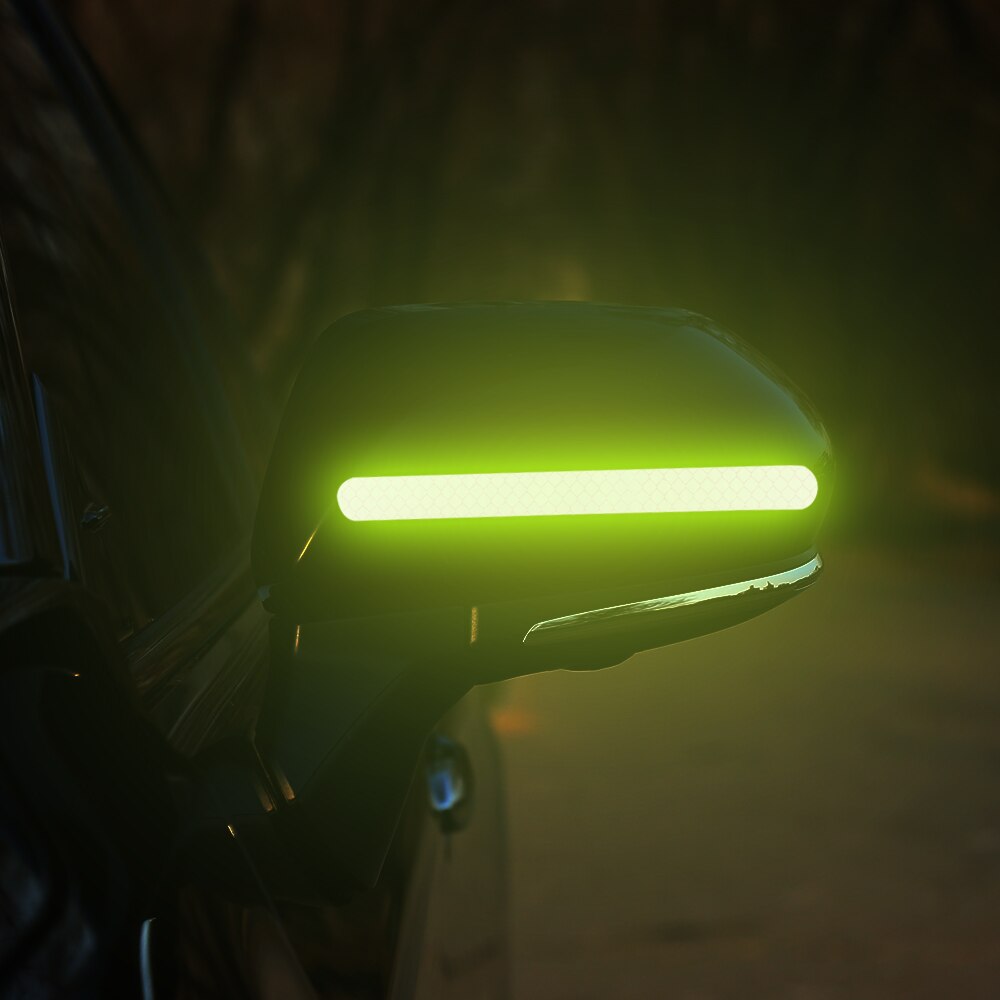 Forauto universal 2 stk bil klistermærke bakspejl fluorescerende reflekterende klistermærker logo bil reflekterende strip dekoration