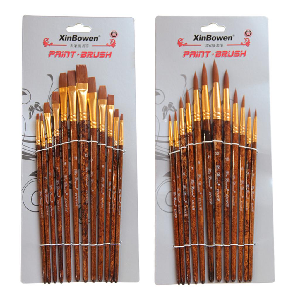 12Pcs Oil Watercolour Drawing Art Painting Drawing Brush Art Supplies Painting Craft Artist Paint Brushes Set