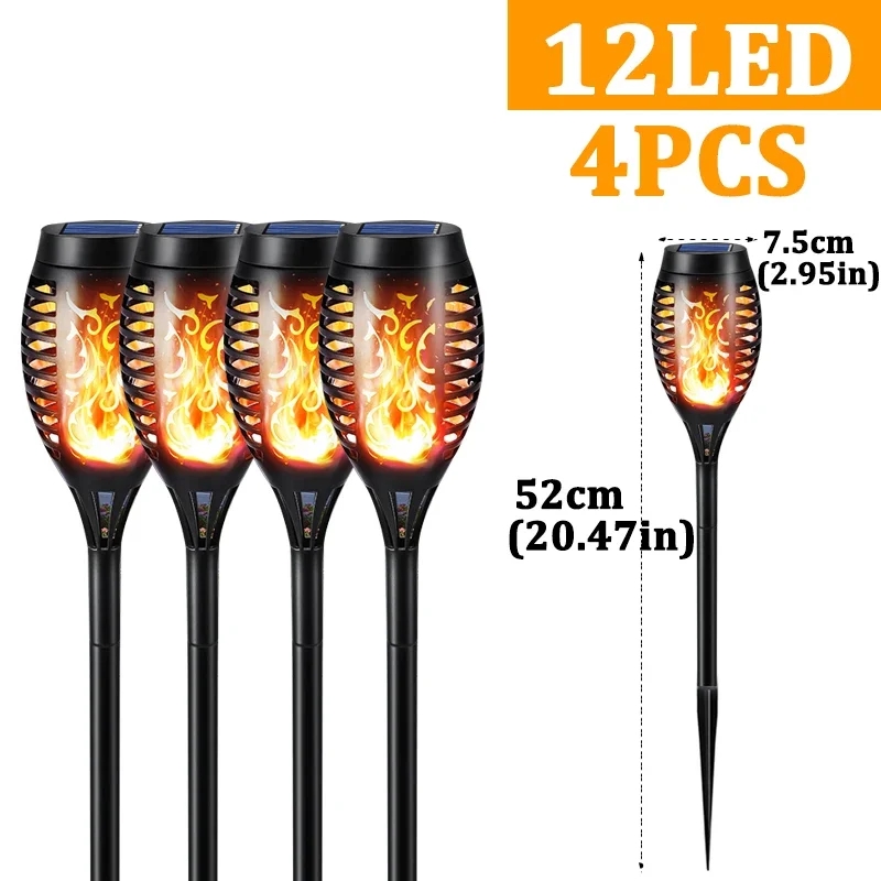 96LED buitenlamp op zonne-energie, waterdicht, tuinterras, flikkerende dansende vlamlamp, gazonverlichting