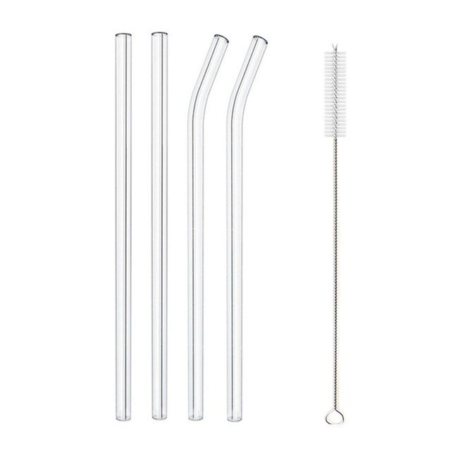 Reusable Glass Straws Smoothie Drinking Straw for Milkshakes Frozen Drinks Drinkware Straws Set: 4pcs mixed