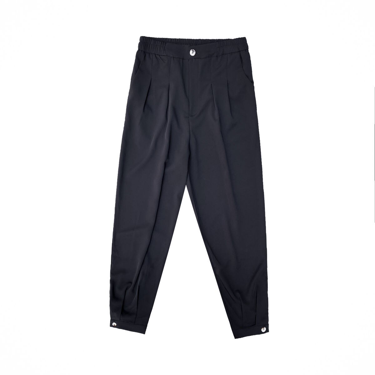 Sommer tynde afslappede bukser herre ensfarvet business kjole bukser mænd streetwear løse britisk stil haremsbukser m -2xl: Xl / Sort