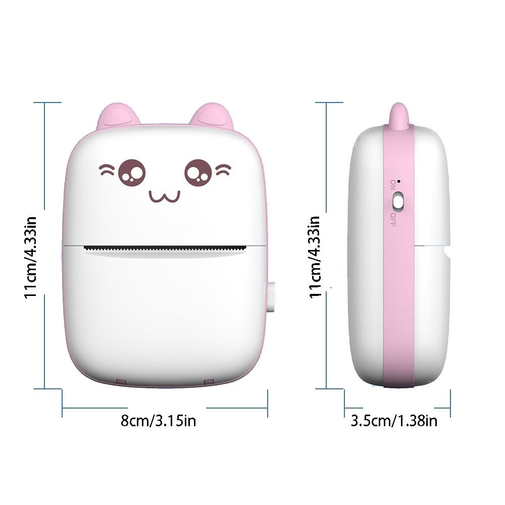 Portable Thermal Printer Lightweight Mini Wireless Bluetooth Printer Cat Shaped Pocket Thermal Label Printer Student