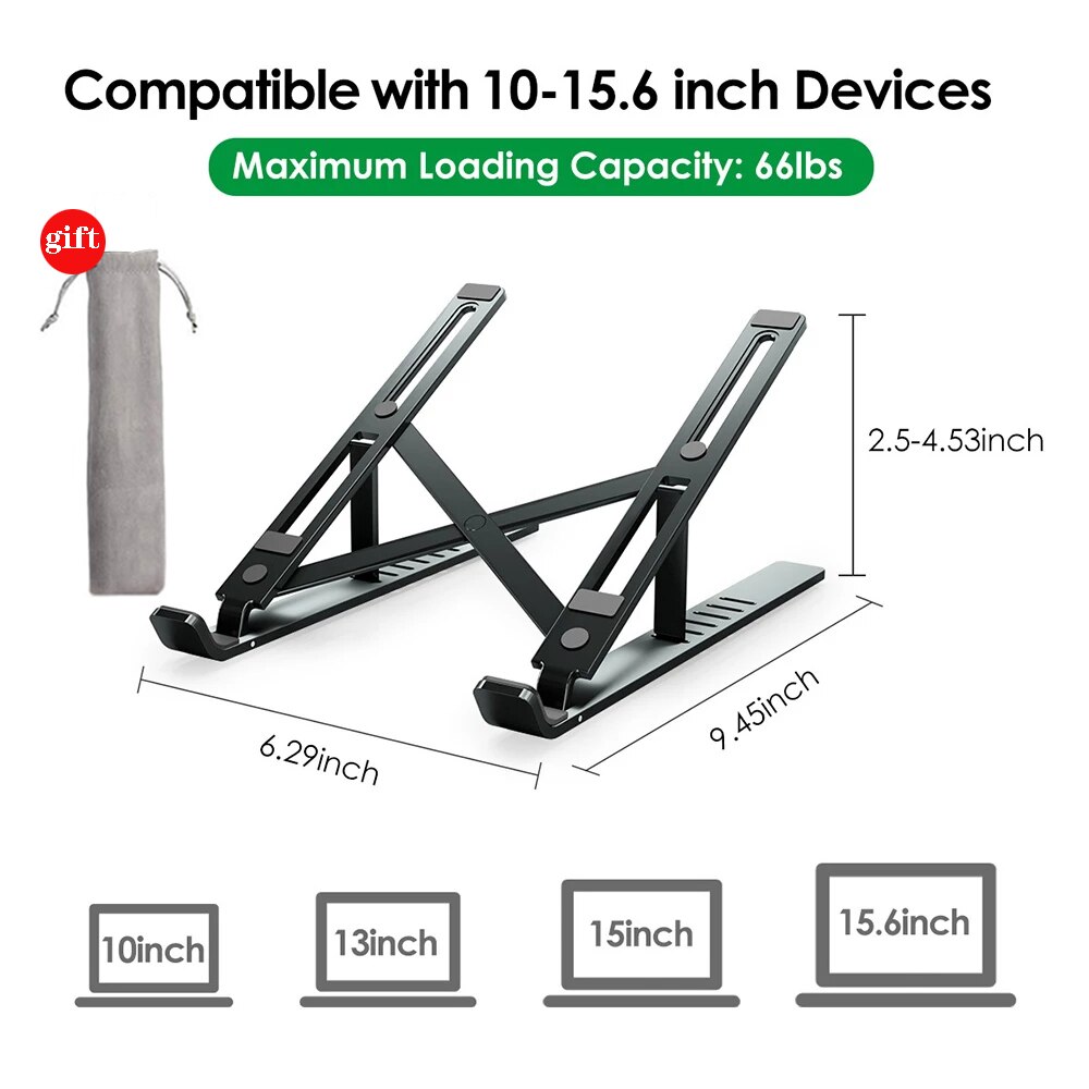 Laptop Holder for MacBook AirPro Adjustable Foldable Aluminium Alloy Support Base Notebook ,Laptop Stand for PCNotebook