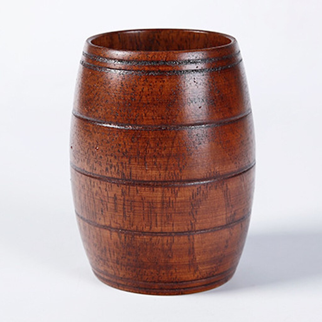 Barrel-shaped Wooden Beer Mug with Metal Capacity Inside Capacity