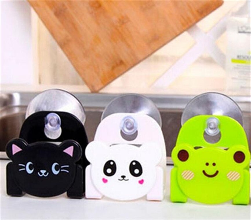 Cartoon Dish Cloth Sponge Holder With Suction Cup Kitchen Multifunctional Storage Organizer Rack Dinning Kitchen Rack Organizer