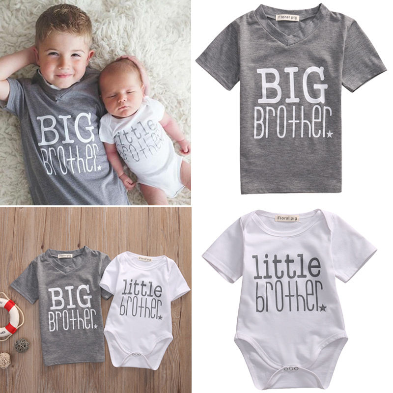 Lillebror baby dreng top 2-7 år romper og storebror t-shirt sommer kortærmet tøj