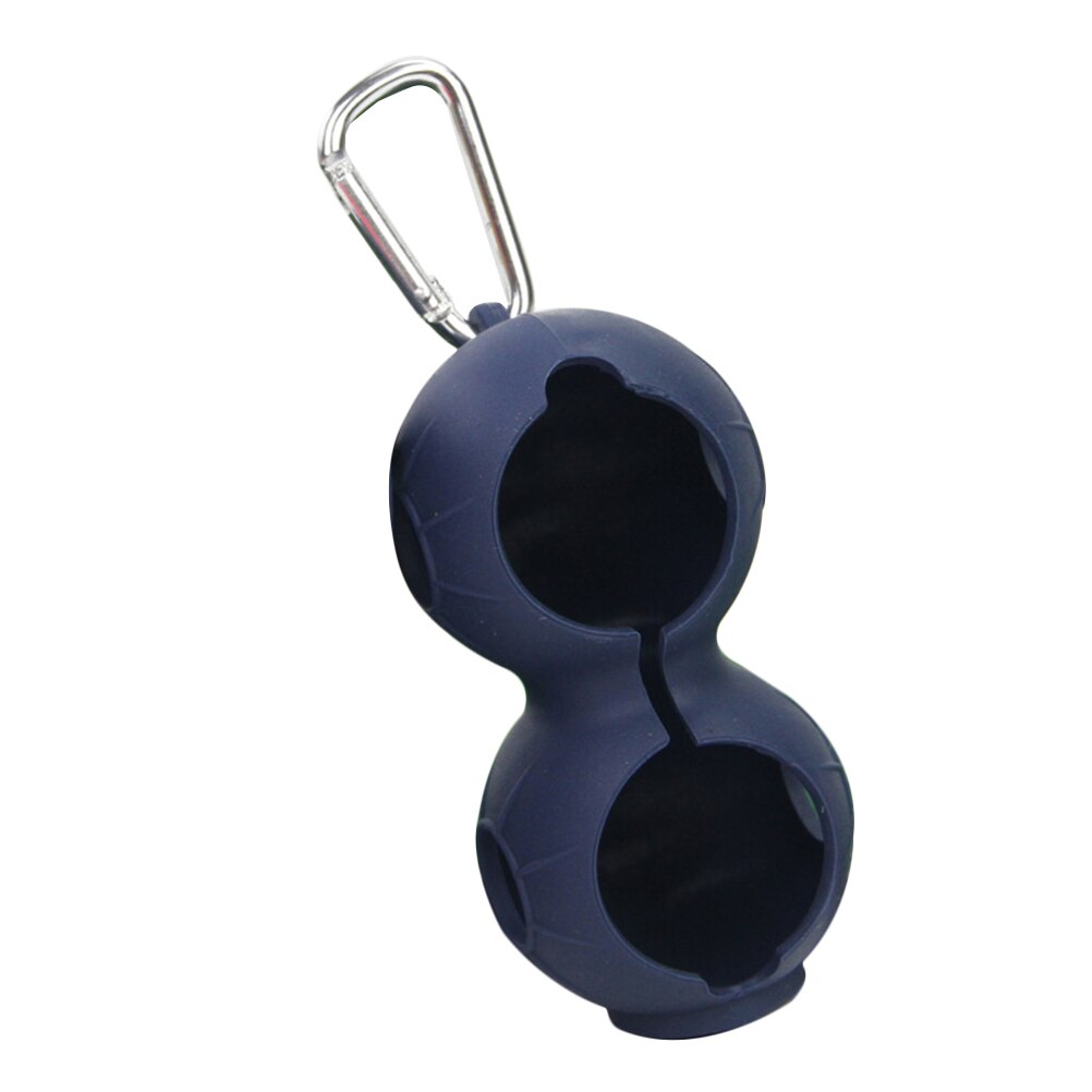 Soporte para pelota de Golf, de silicona, doble bola, almacenamiento, portador de protección con gancho: Azul marino