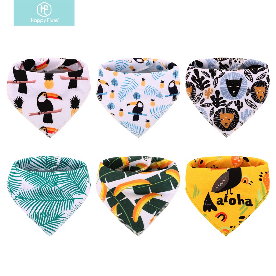 Gelukkig Fluit 4 Pcs Slabbers Dubbele Lagen Katoenen Baby Peuter Voeden Bandana Slabbetjes Speeksel Handdoek Driehoek Hoofd sjaal: sjy08