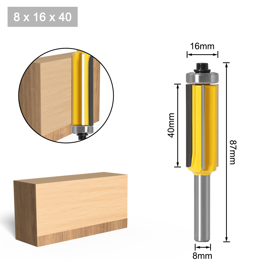 1Pc 8 Schacht Lange Blade Flush Bit Flush Trim Router Bit End Lager Voor Houtbewerking Snijgereedschap: 8X16X40-Z4