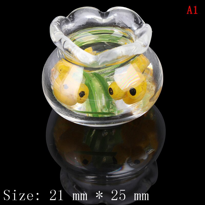 Glass Fish Tank Transparent Aquarium Dollhouse Home Ornaments Kids Toys Doll Toy Pretend Play Toys 1:12 Dollhouse Miniature: A1