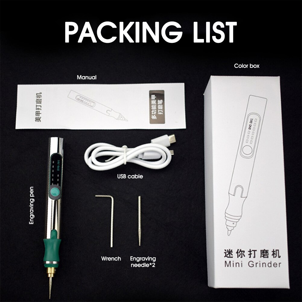 Mini Cordless Electric Engraving Pen Rechargeable Engraving Tool 3 Speeds DIY Engraver Grinder Polishing Tools Set with Tool Kit