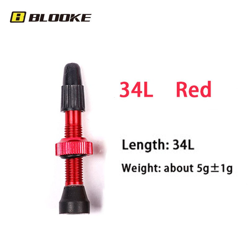 BLOOKE 34/46/60/80MM EPDM Rubber and Alloy Material Bicycle French F/V Tubeless Tire Valve Suitable For Road Bike MTB: 34L Red