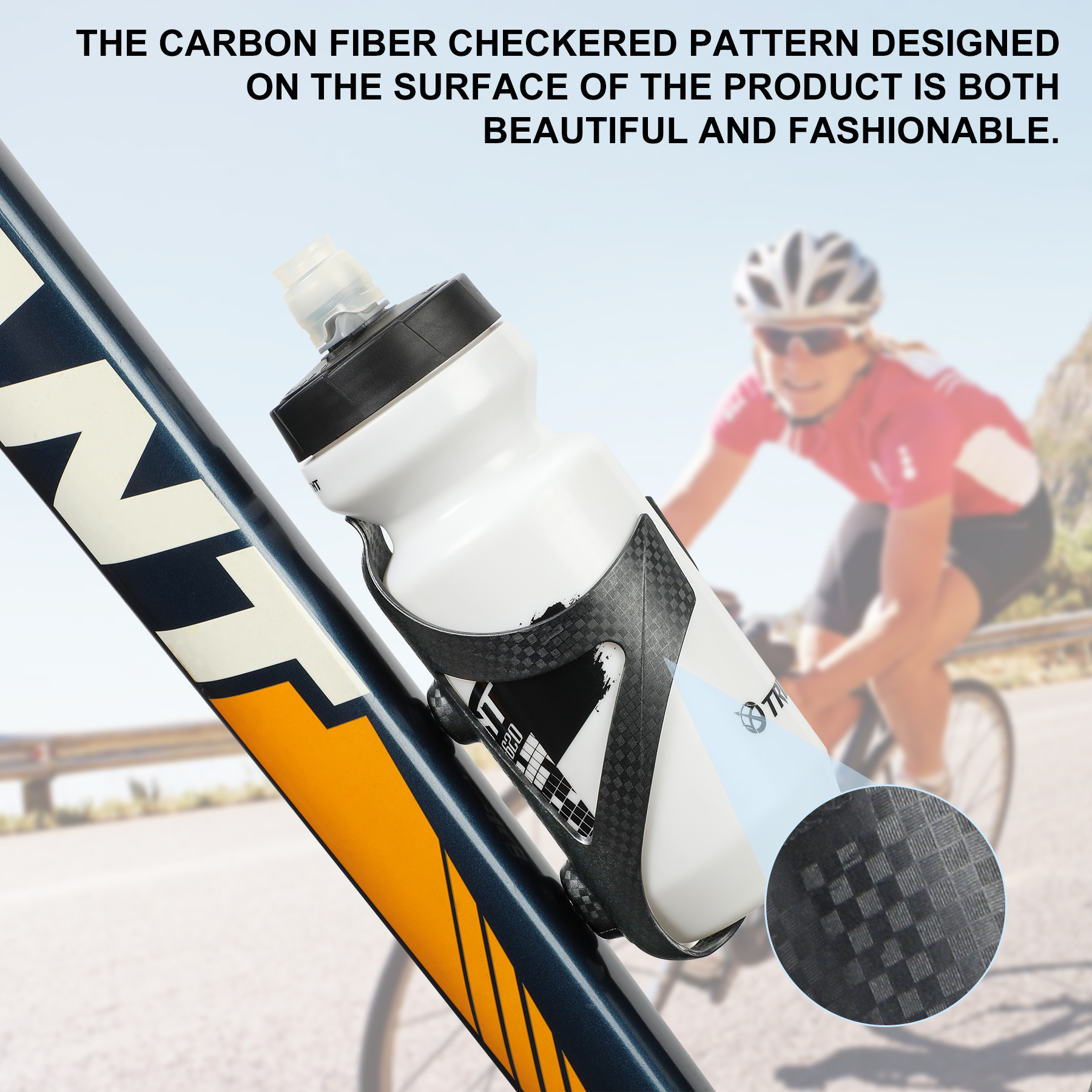 HUALONG Bike Water Bottle Holder Nylon Add Carbon Fiber Water Bottle Cage Road Bikes Mountain Bicycle Water Bottl Drink Cup Hold