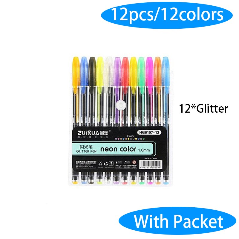 24 stks/partij Gel Pennen Set Glitter Gel Pen voor Volwassen Kleurboeken Tijdschriften Tekening Doodling Art Markers: Default Title