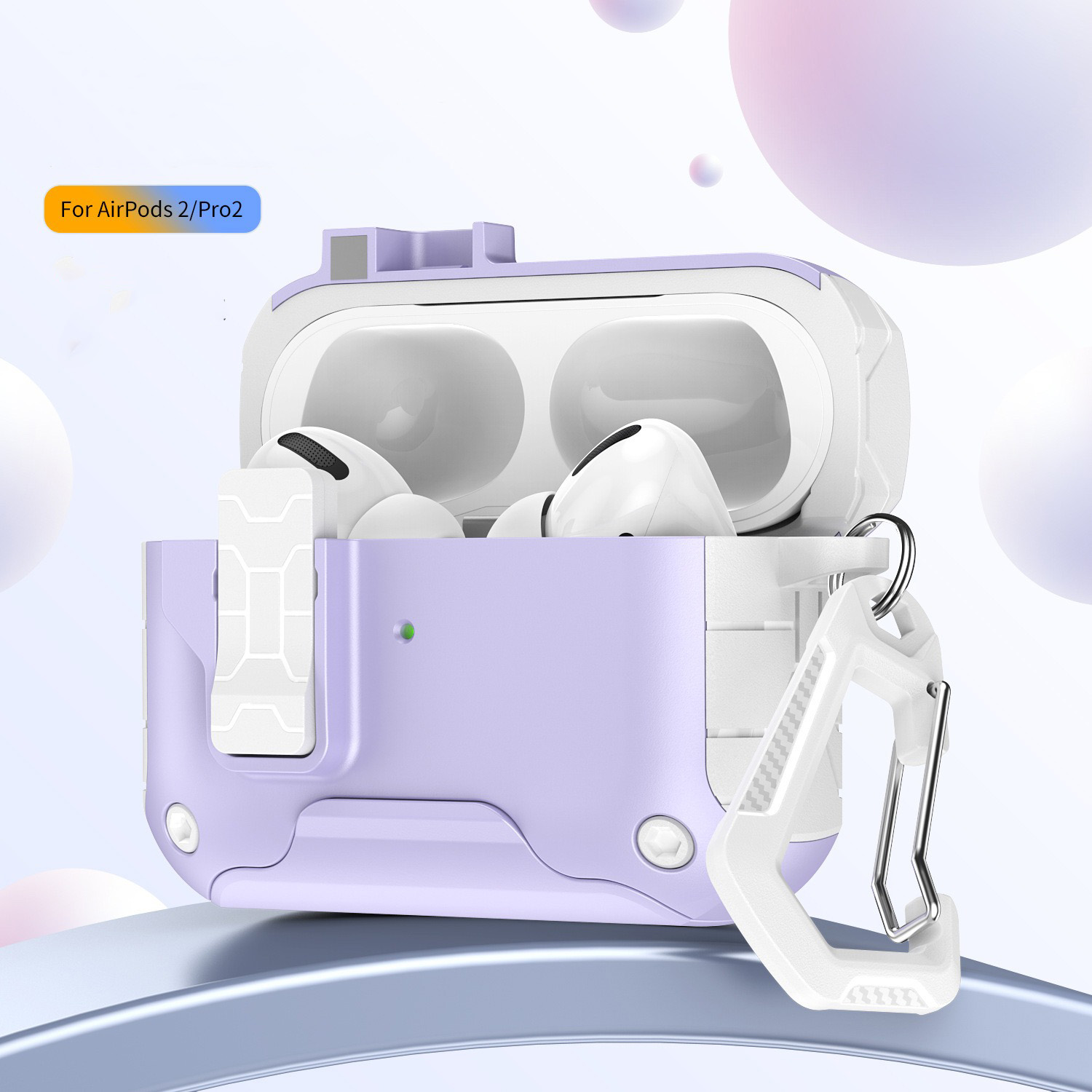 Secure Lock Clip Oortelefoon Case Cover Voor AirPods Pro 2e Generatie Schokbestendig Case Voor AirPods 4 Pro 2 Met Telefoon houder: 2XS / Lichtgrijs