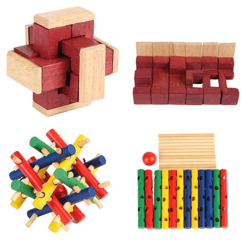 Kong Ming Luban Lock Chinese Traditional Toy Unique 3D Wooden Puzzles Classical Intellectual Wooden Cube Educational Toy Gi