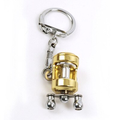 Phantasie & Fantasy Fisch Rad keychain Gold Farbe Fly Fisherman Spinning Angeln Reel Charactor Miniatur Schlüssel kette Mit Schlüssel Ring: Default Title