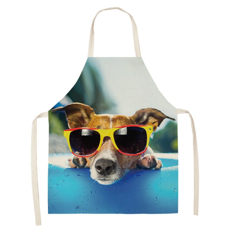 Delantal de cocina para padres e hijos precioso perro foto impresa sin mangas algodón Lino Delantales para hombres mujeres hogar Herramientas de limpieza: type17 / Child