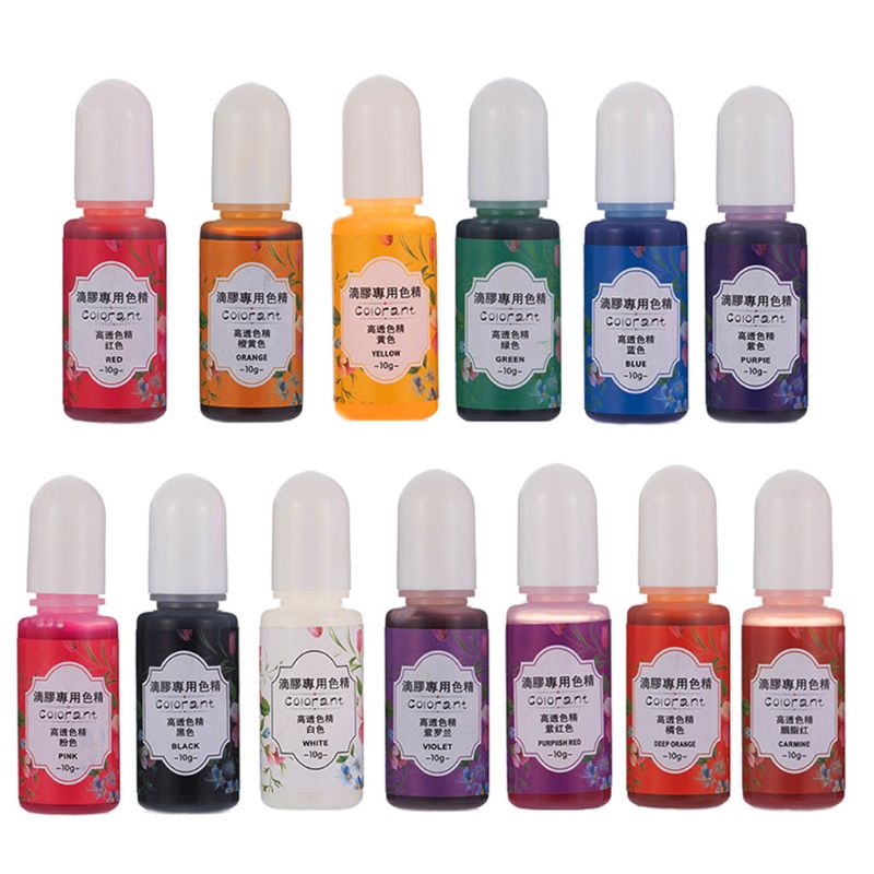 13 farben Epoxy UV Harz Färben Farbstoff Flüssigkeit Epoxy Pigment Harz Farbstoff Verblassen Resistance10ml Transluzenten B85D: 14