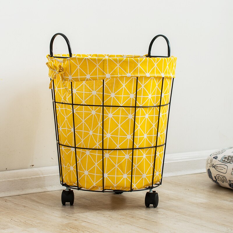 Fabric hamper Nordic wrought iron toy storage basket large laundry home bucket simple dirty clothes