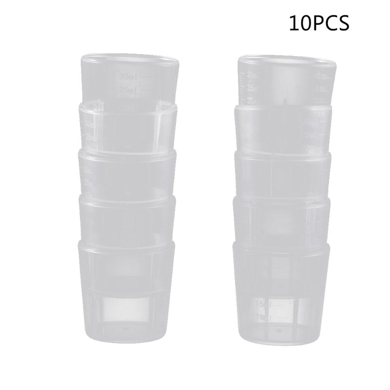 1 Set / 10 Pcs Laboratory Bottle Lab Test Measuring 30ml Container Cups with Cap Plastic Liquid Measuring Cups