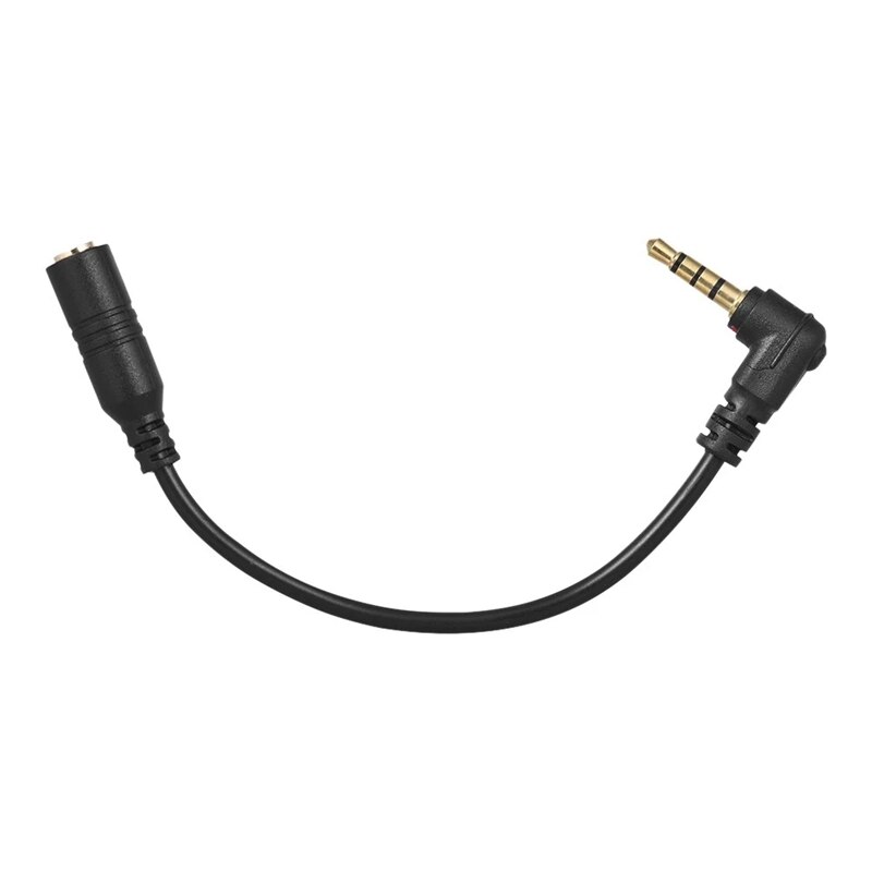 Cable adaptador de micrófono en ángulo recto, convertidor de micrófono de Audio estéreo, 3,5mm, 3 polos, TRS hembra a 4 polos, TRRS macho, 90 grados