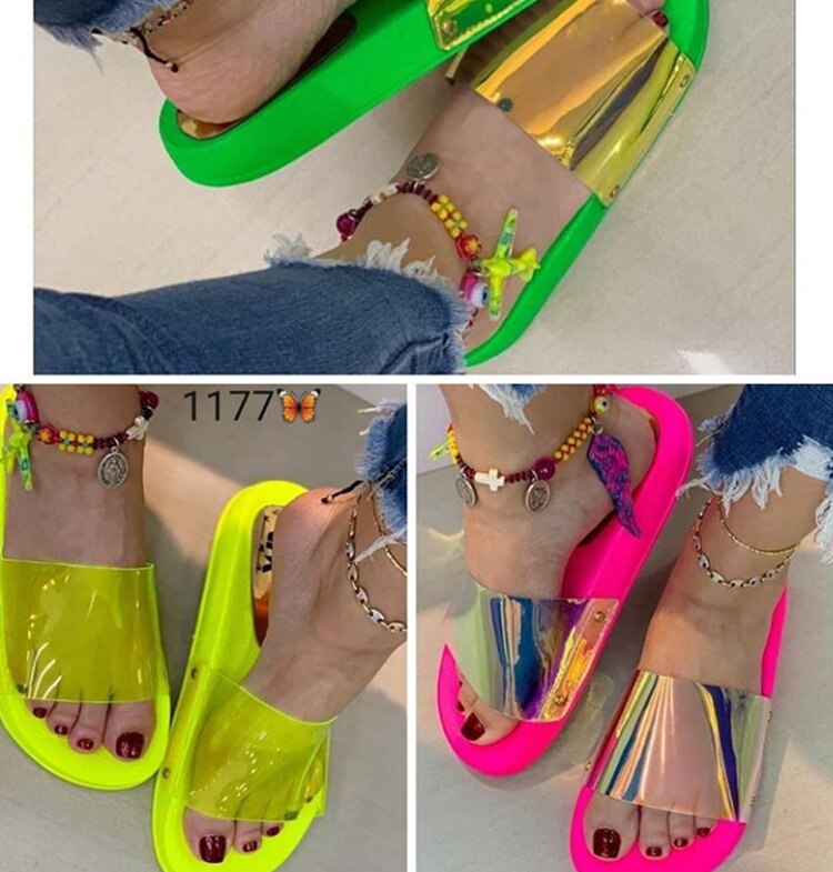 Pantoffels dames zomer slippers neon pvc strand slippers casual schoenen dames platform slippers voor dames 42 maten