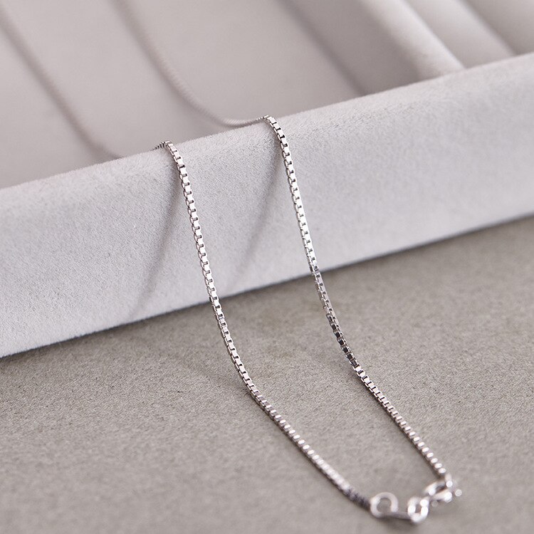 100% 925 Sterling Silber Grundlegende Choker Kette Für Frauen Box Chian Halskette Einstellbare 40cm, 45cm Fit Anhänger Charme Perlen Schmuck