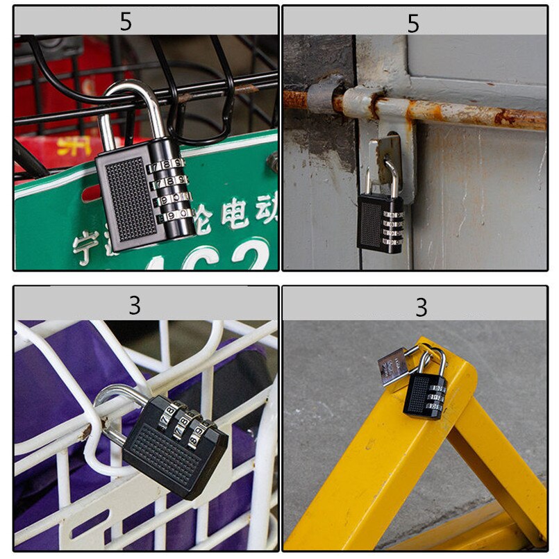 80*40*14mm Heavy Duty 4 Dial Digit Combination Lock Weatherproof Security Padlock Outdoor Gym Safely Code Lock Black Four Models